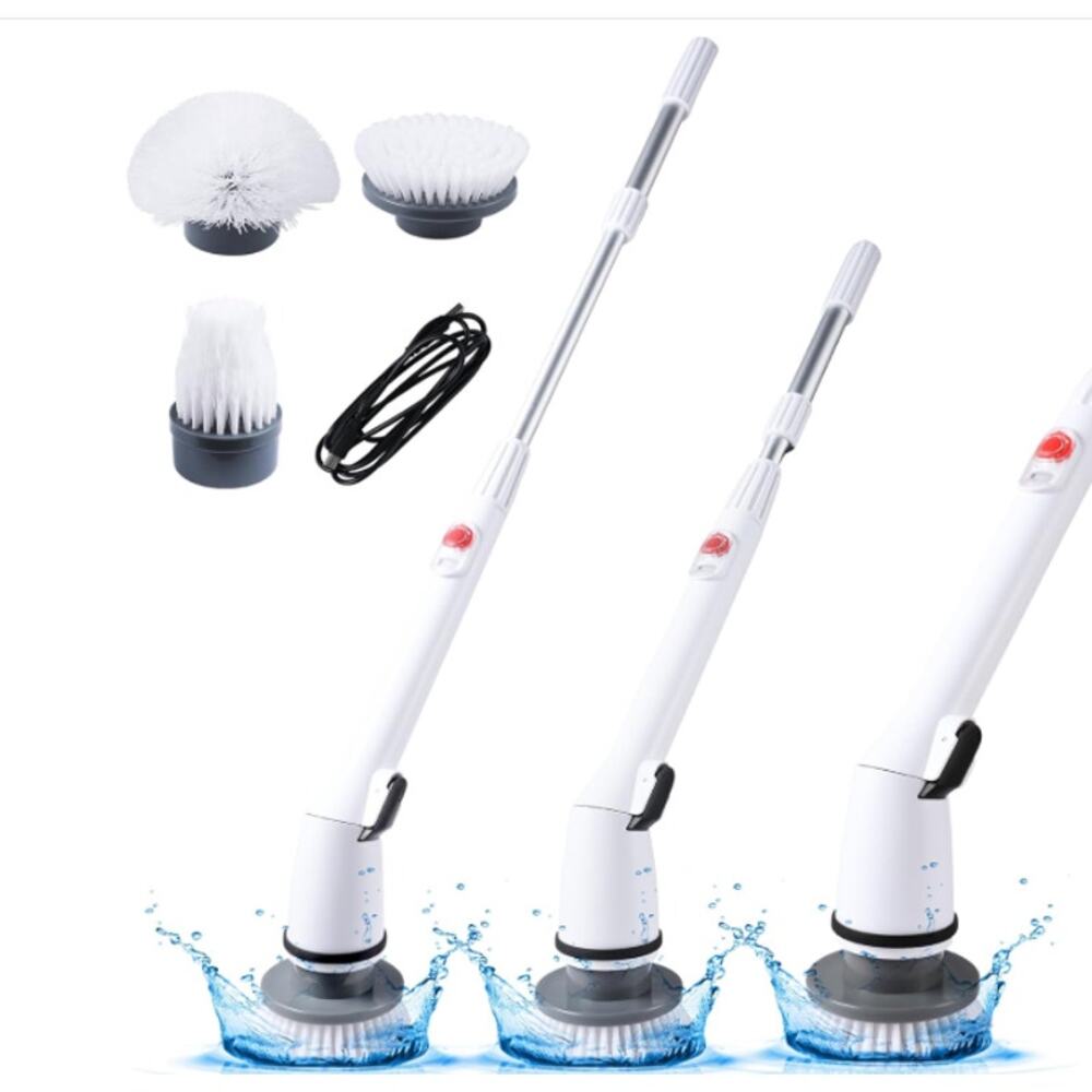 Cordless Electric Spin Scrubber, 380RPM High Speed,Fast Charging, 3 Brush Heads